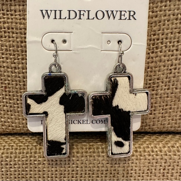 Wildflowers Jewelry Nwt Wildflower Cross Earrings Boho Silver W